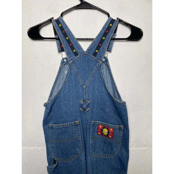 Vintage Tweety Bird Girls Denim Overalls 5T Embroidered - Picture 6 of 9